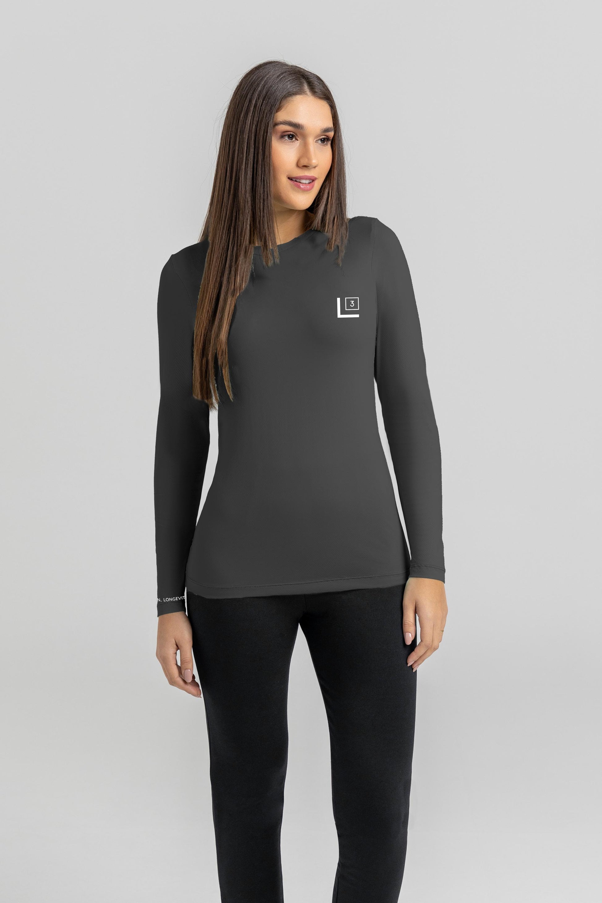 Women's Long Sleeve Performance Wear UV 50 Grey L Cubed Lifestyle