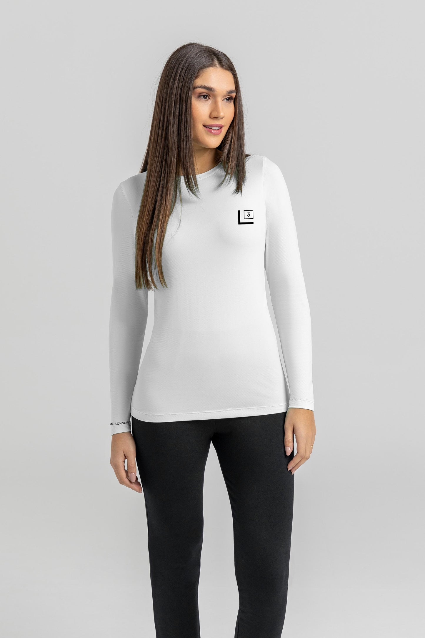 Women's Long Sleeve Performance Wear UV 50 White L Cubed Lifestyle