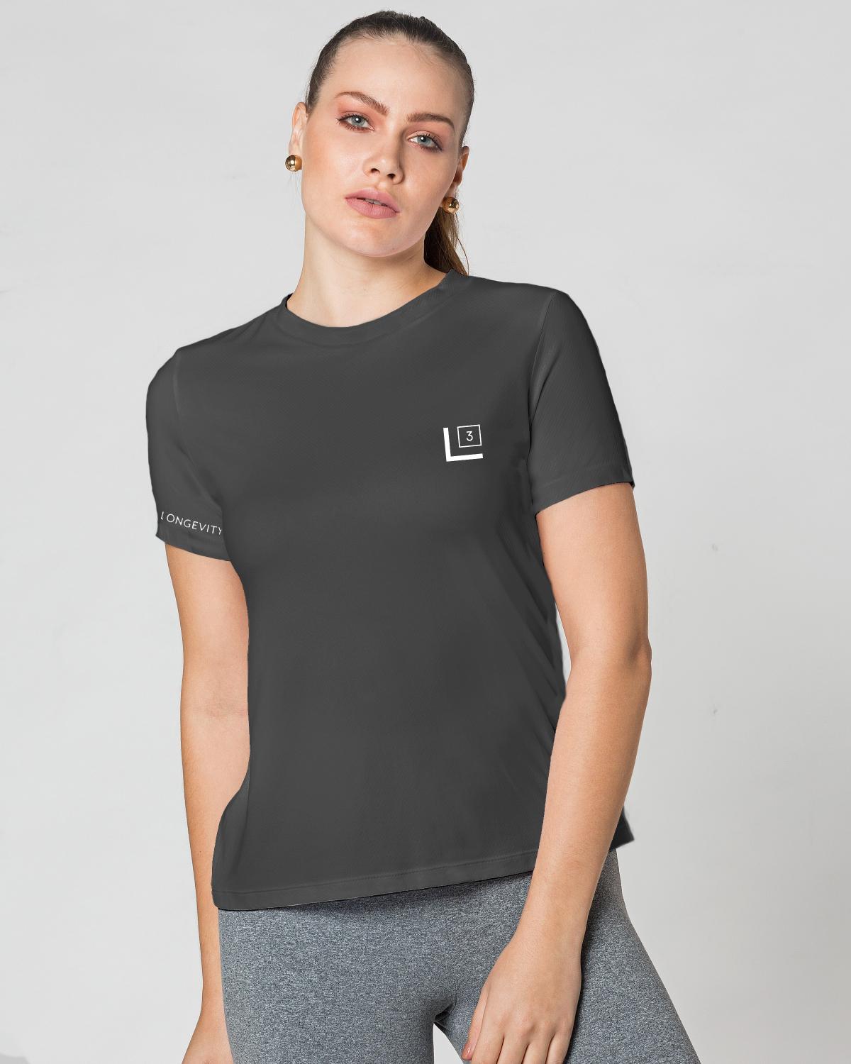 Women's Short Sleeve Performance Wear UV 50 Grey L Cubed Lifestyle