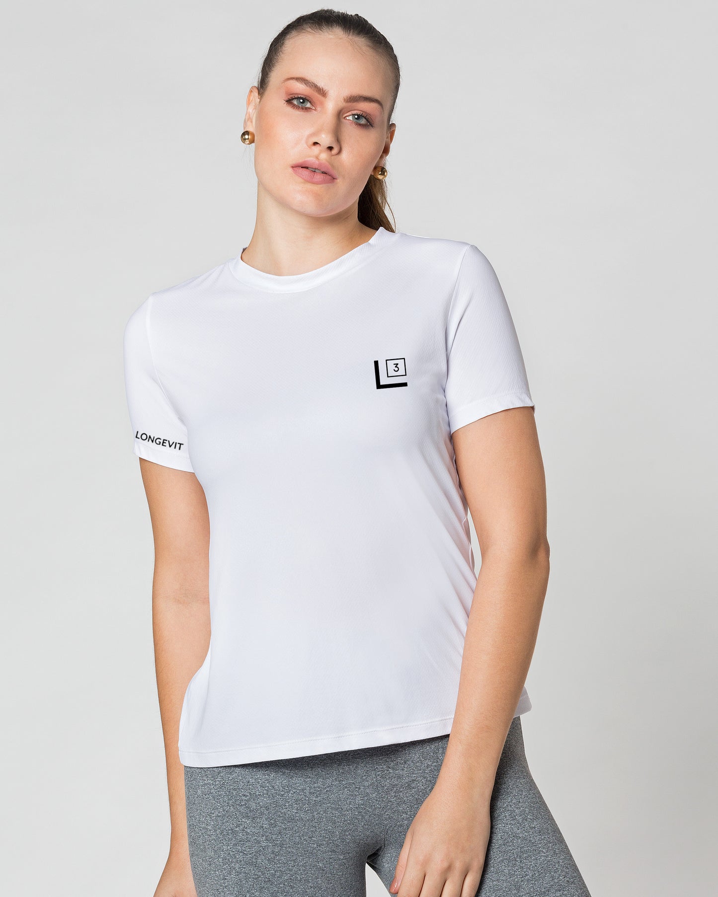 Women's Short Sleeve Performance Wear UV50 White L Cubed Lifestyle